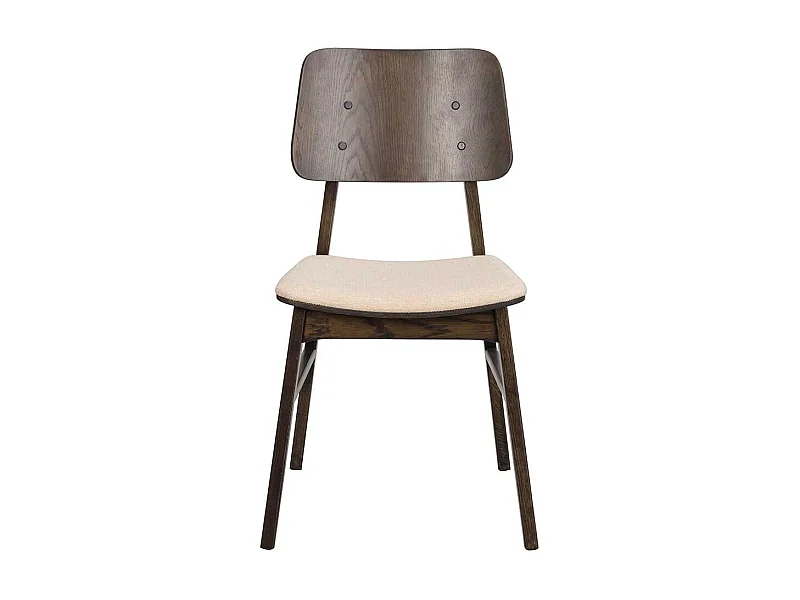 Stuhl Küche in Eiche dunkel & Beige Massivholz (2er Set)