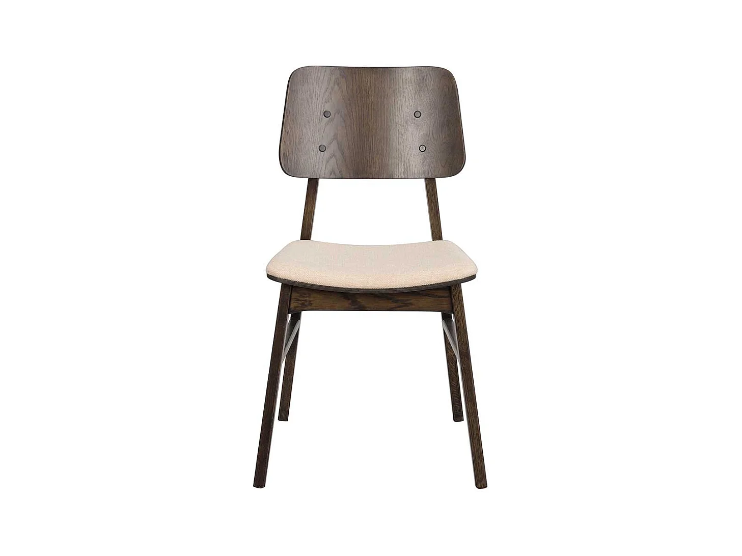 Stuhl Küche in Eiche dunkel & Beige Massivholz (2er Set)