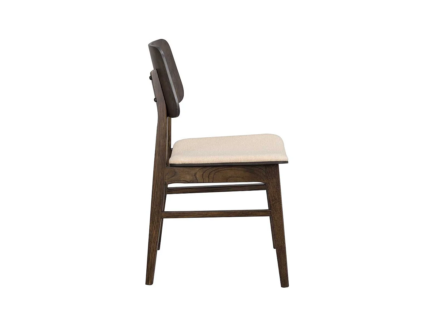 Stuhl Küche in Eiche dunkel & Beige Massivholz (2er Set)