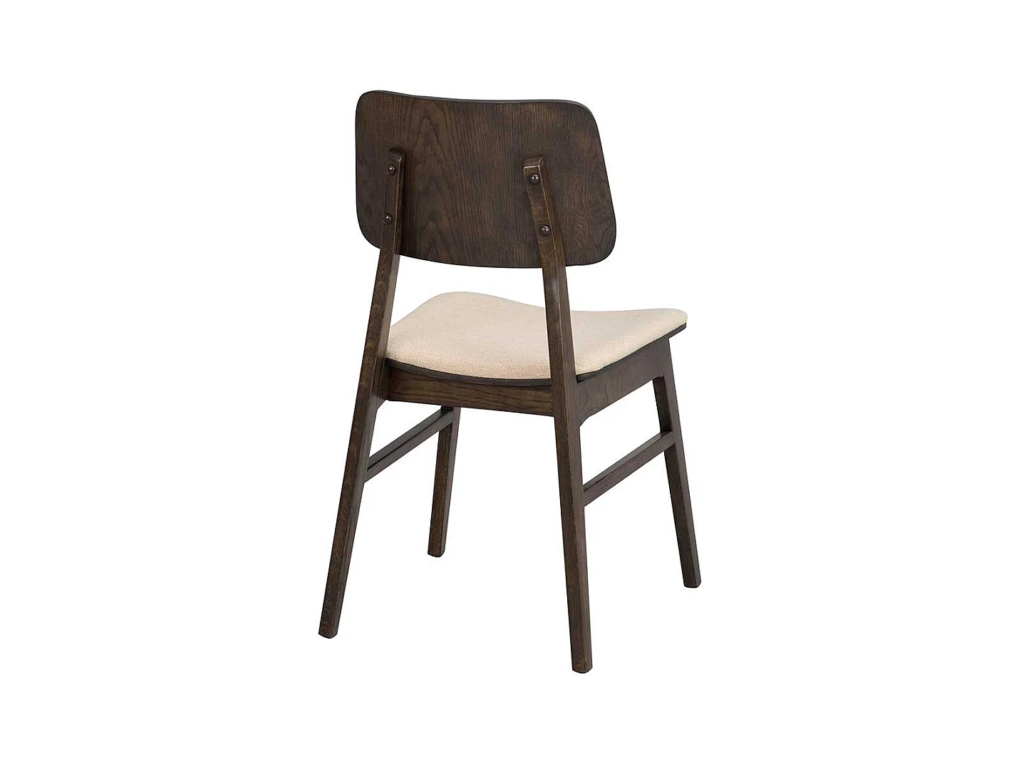 Stuhl Küche in Eiche dunkel & Beige Massivholz (2er Set)