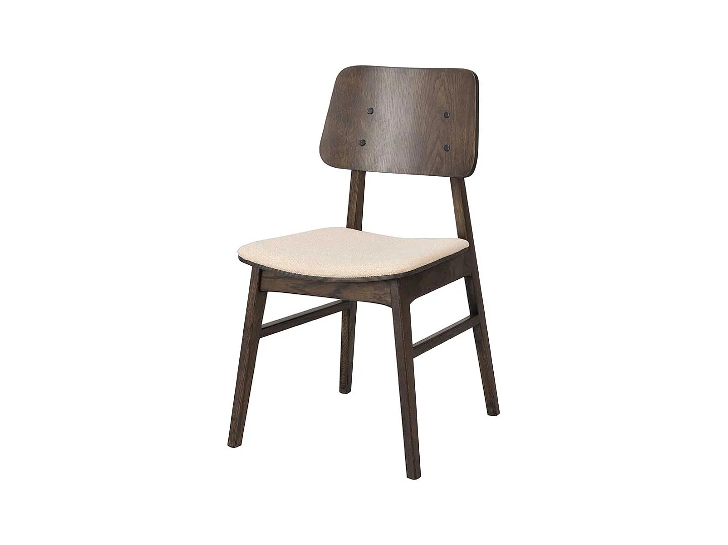 Stuhl Küche in Eiche dunkel & Beige Massivholz (2er Set)