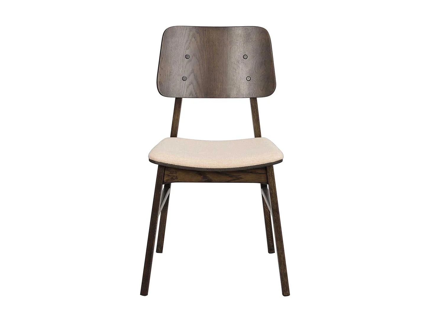 Stuhl Küche in Eiche dunkel & Beige Massivholz (2er Set)