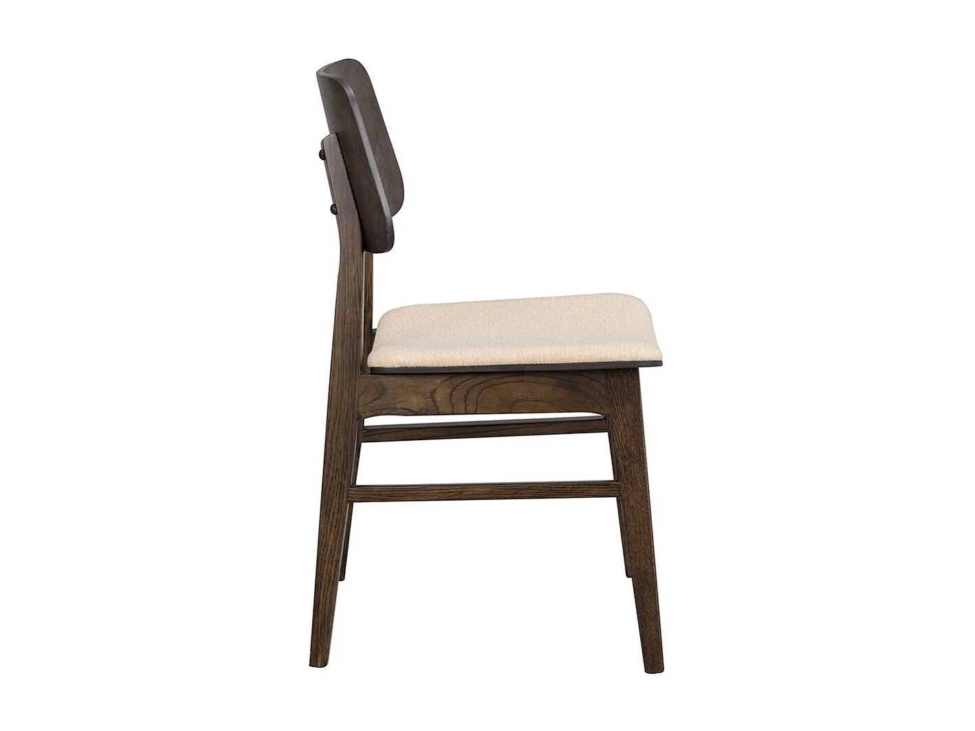 Stuhl Küche in Eiche dunkel & Beige Massivholz (2er Set)