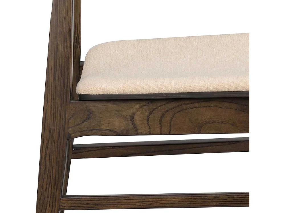 Stuhl Küche in Eiche dunkel & Beige Massivholz (2er Set)