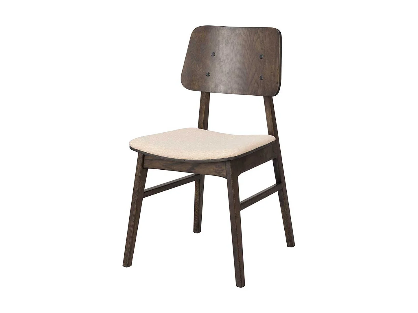 Stuhl Küche in Eiche dunkel & Beige Massivholz (2er Set)