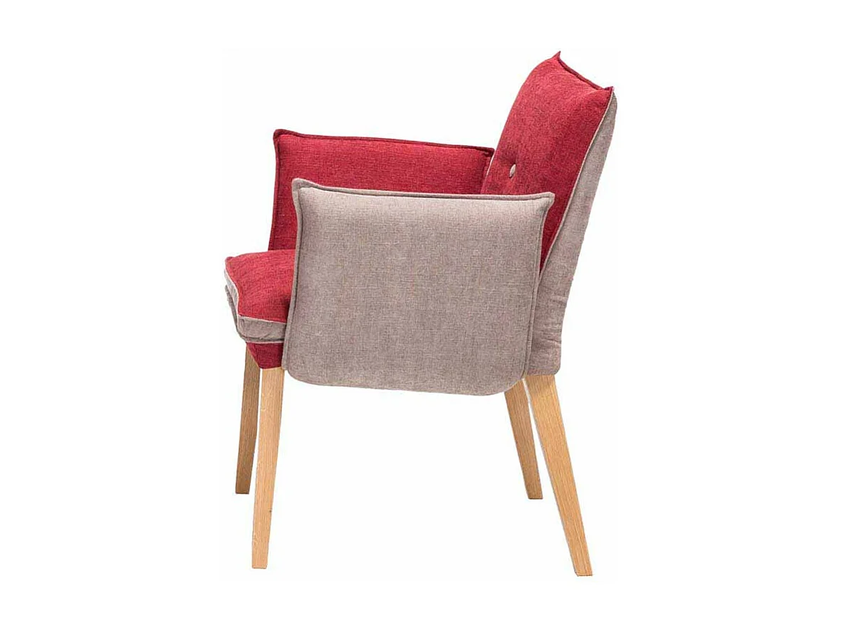 Polsterstuhl in Rot Beige Armlehnen (2er Set)