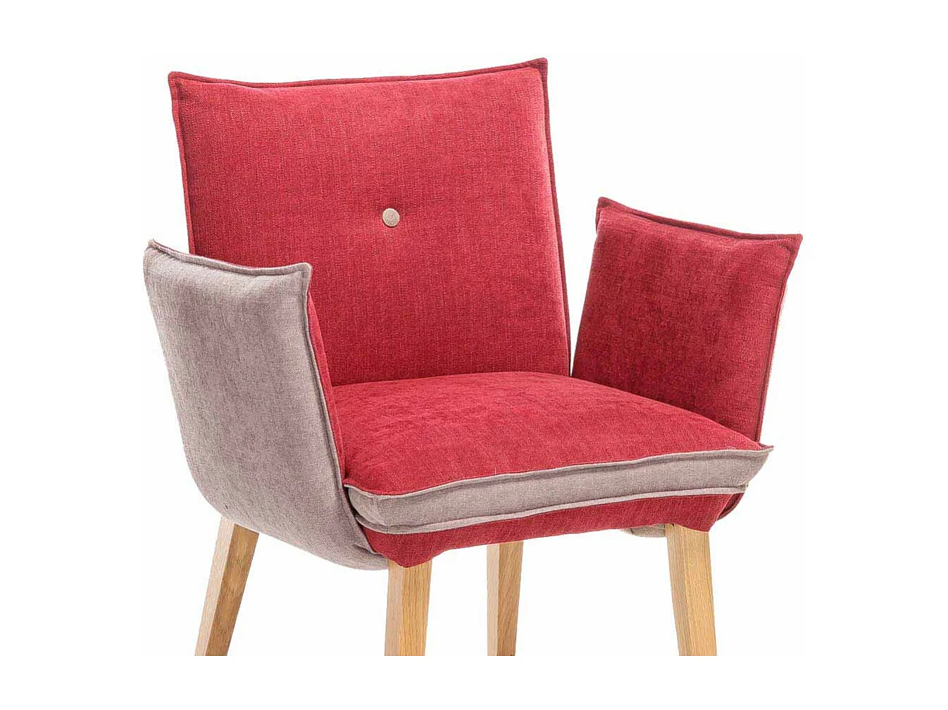Polsterstuhl in Rot Beige Armlehnen (2er Set)
