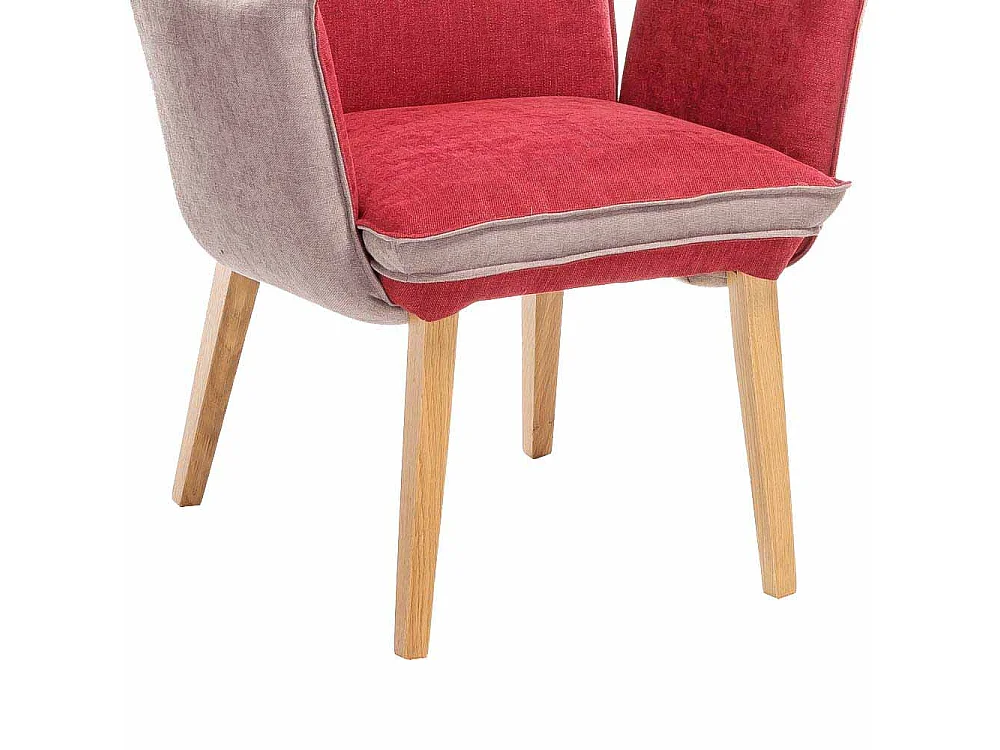 Polsterstuhl in Rot Beige Armlehnen (2er Set)