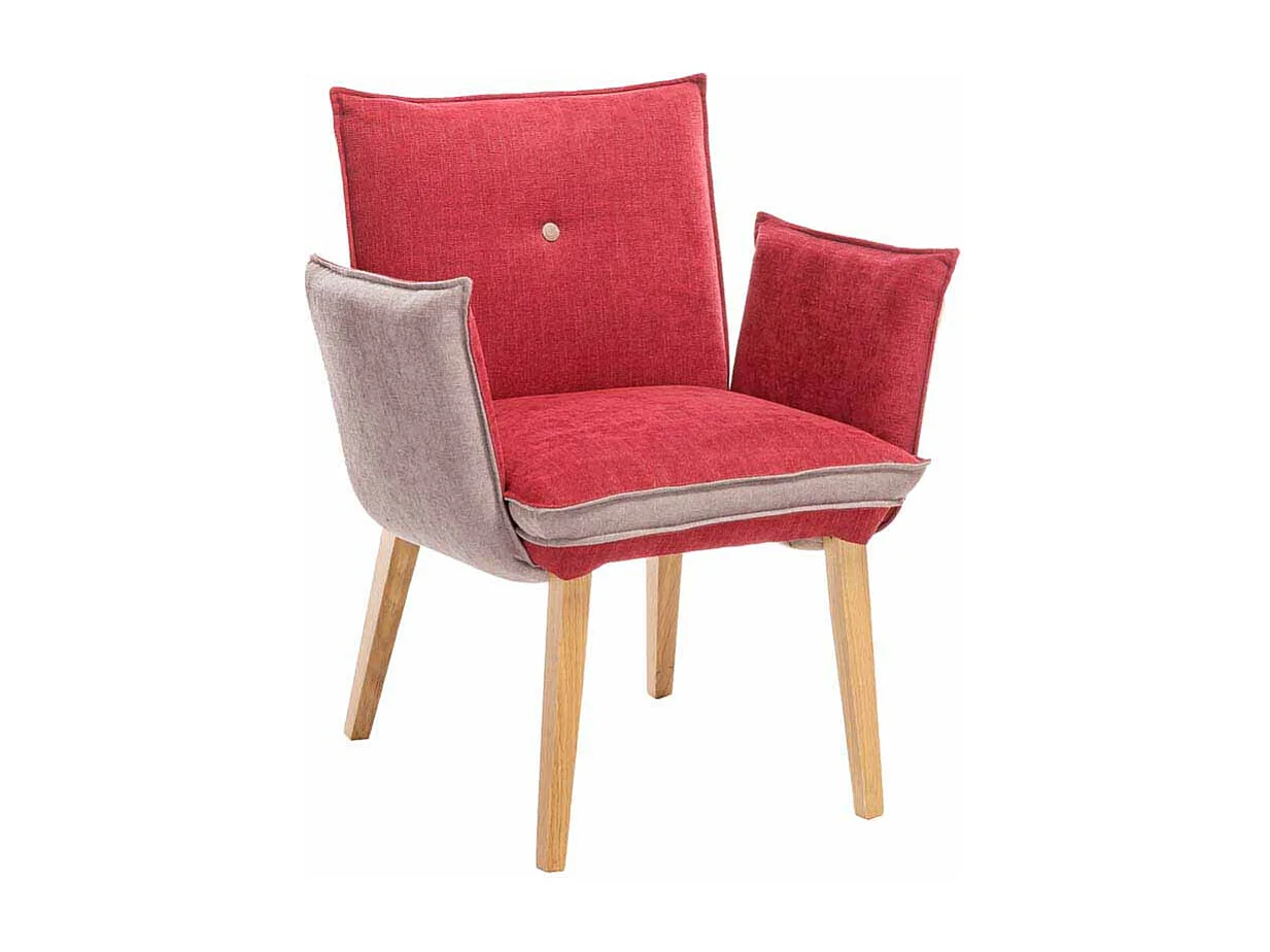 Polsterstuhl in Rot Beige Armlehnen (2er Set)