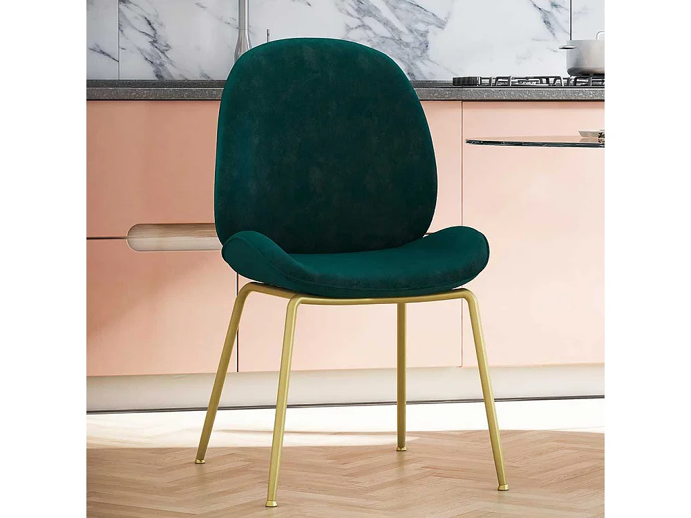 Metallgestell Stuhl in Petrol und Messingfarben Samt