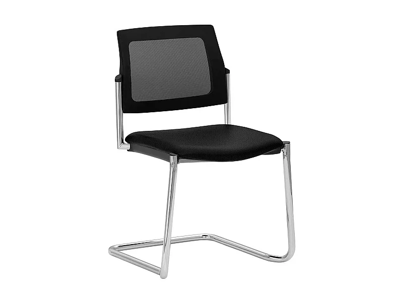 Konferenzstuhl Gestell Chrom Rücken aus Meshgewebe
