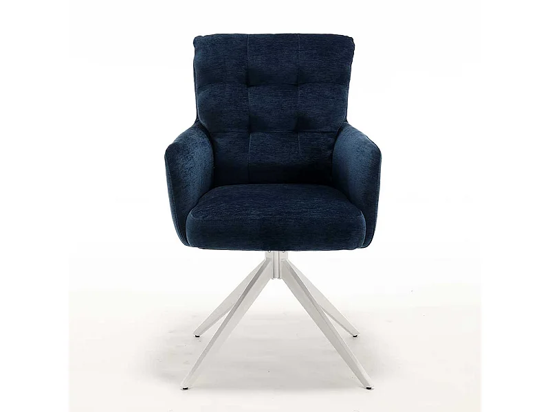 Polsterstuhl Stuhl Set in Blau aus Chenillegewebe (2er Set)