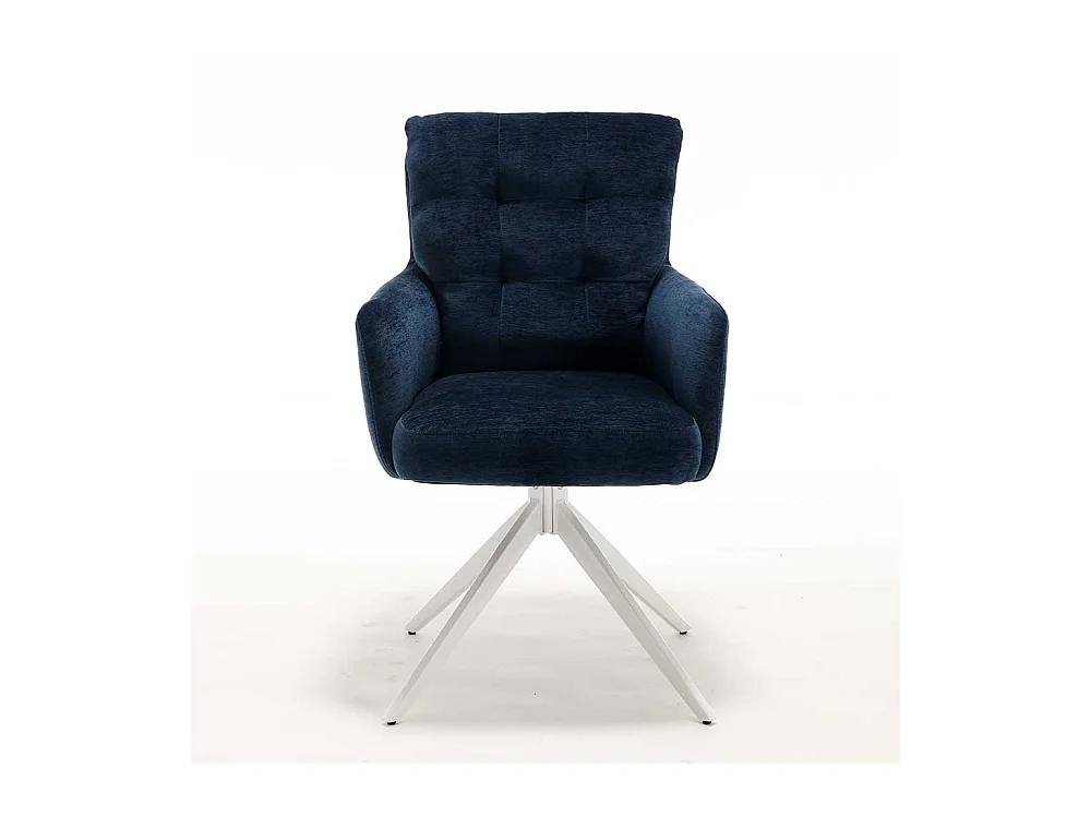 Polsterstuhl Stuhl Set in Blau aus Chenillegewebe (2er Set)