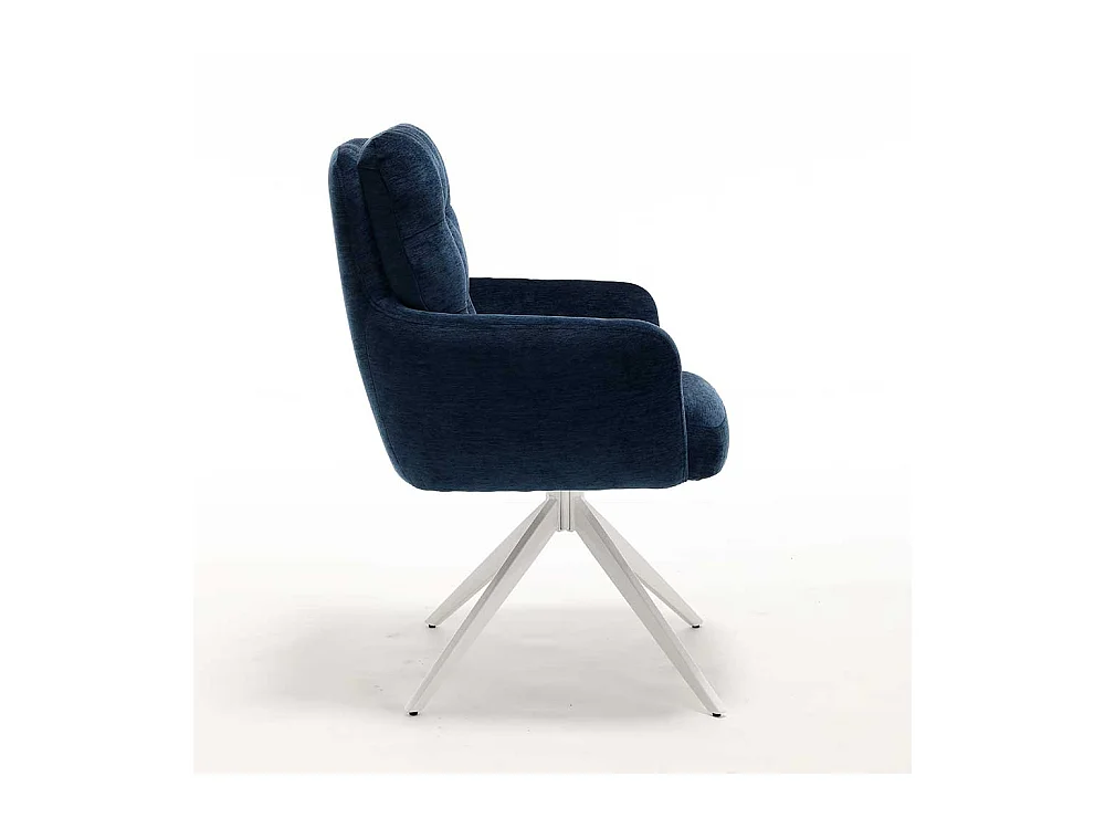 Polsterstuhl Stuhl Set in Blau aus Chenillegewebe (2er Set)