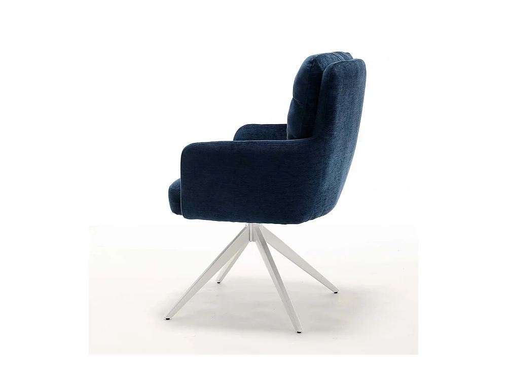 Polsterstuhl Stuhl Set in Blau aus Chenillegewebe (2er Set)