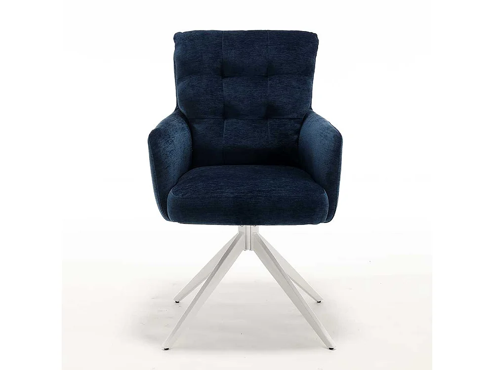 Polsterstuhl Stuhl Set in Blau aus Chenillegewebe (2er Set)