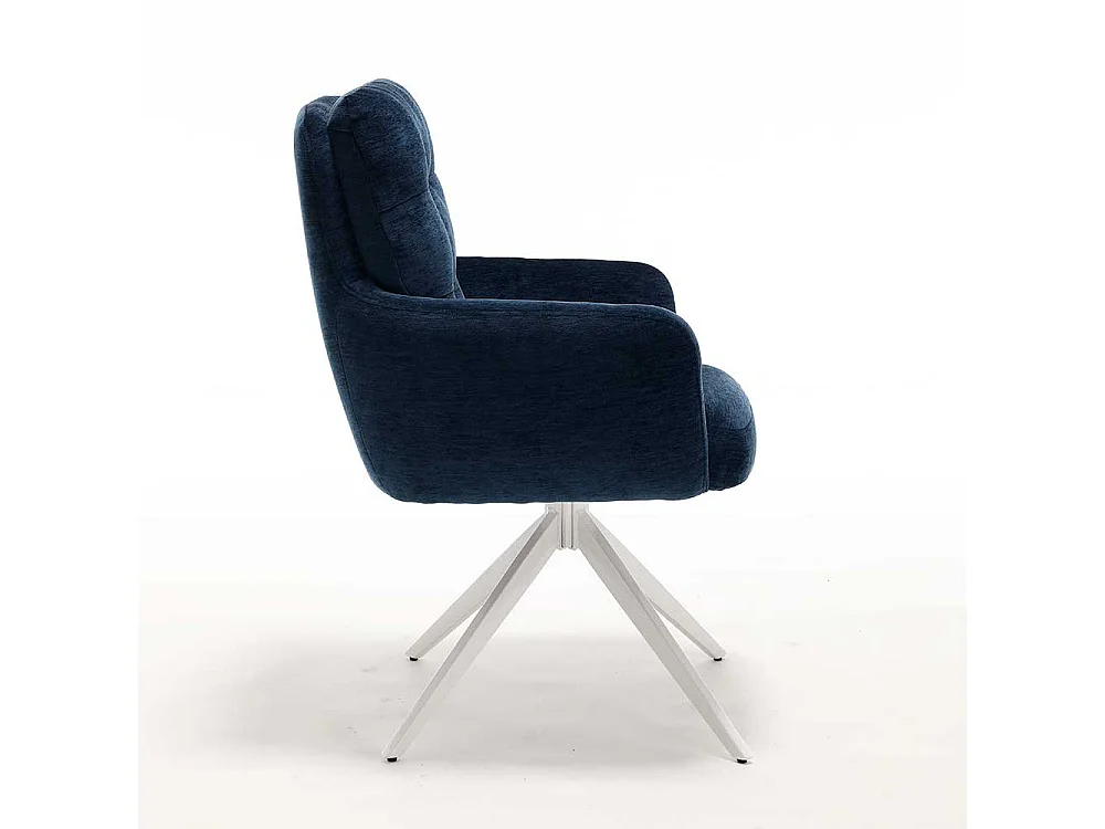 Polsterstuhl Stuhl Set in Blau aus Chenillegewebe (2er Set)