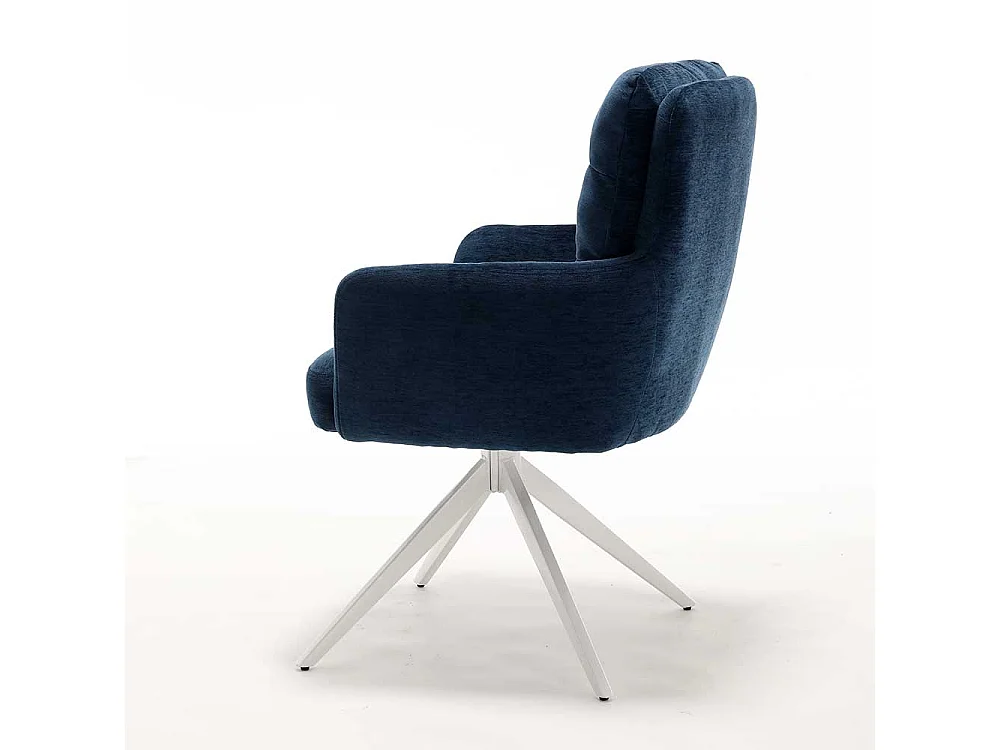 Polsterstuhl Stuhl Set in Blau aus Chenillegewebe (2er Set)