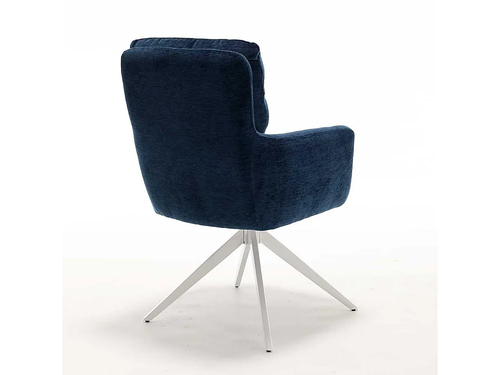 Polsterstuhl Stuhl Set in Blau aus Chenillegewebe (2er Set)