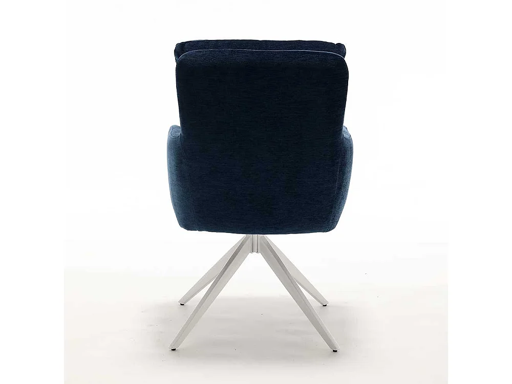 Polsterstuhl Stuhl Set in Blau aus Chenillegewebe (2er Set)