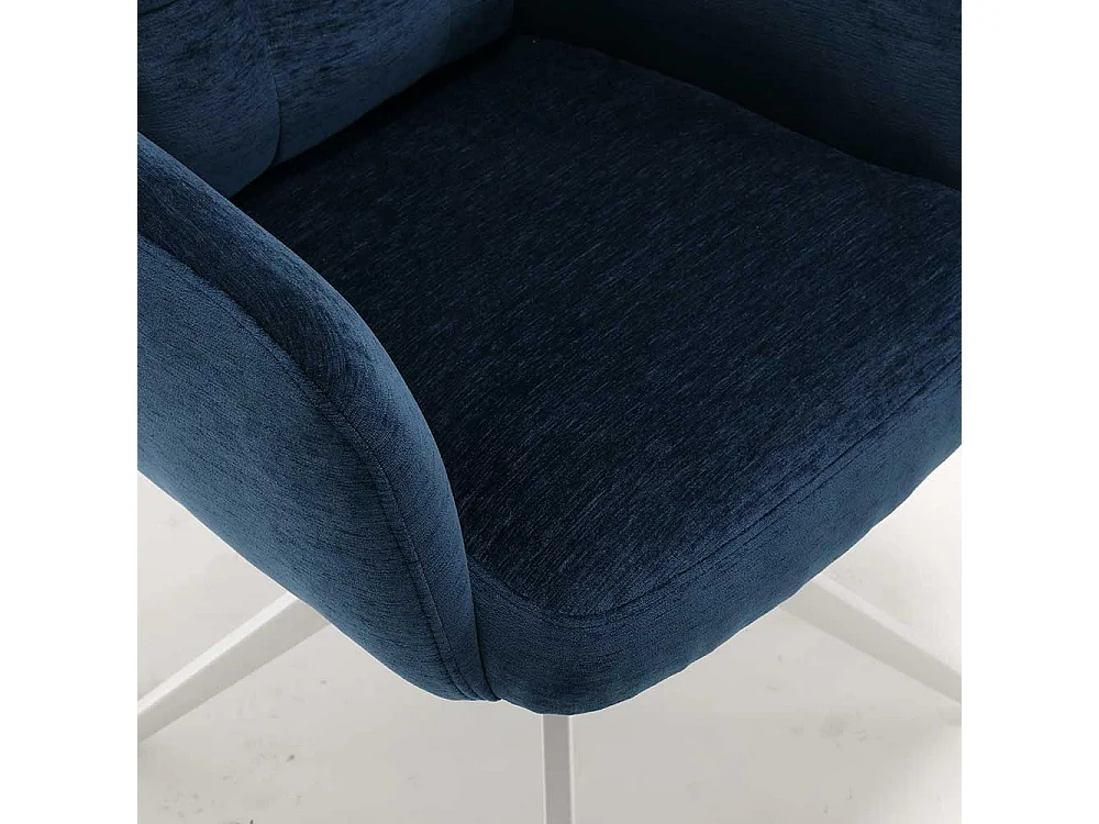 Polsterstuhl Stuhl Set in Blau aus Chenillegewebe (2er Set)