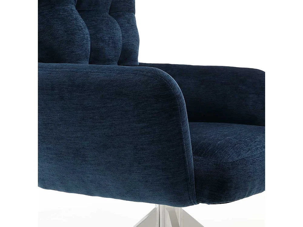 Polsterstuhl Stuhl Set in Blau aus Chenillegewebe (2er Set)