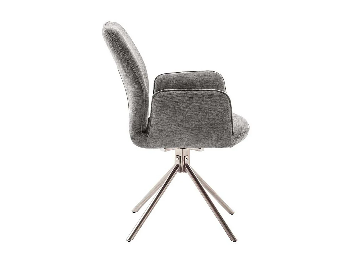 Esstischstühle mit Armlehnen aus Chenillegewebe Edelstahl (2er Set)