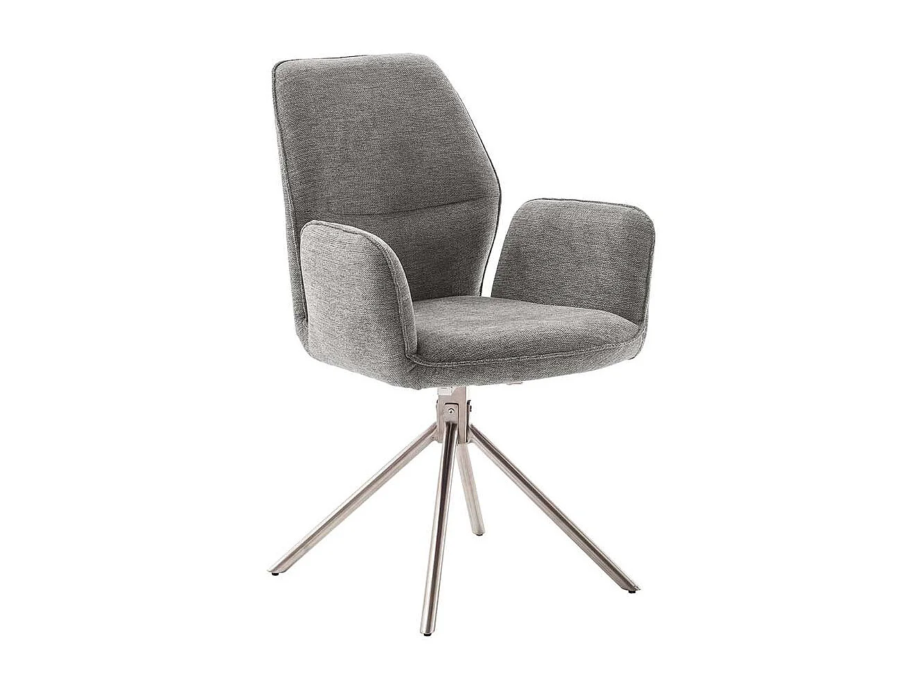 Esstischstühle mit Armlehnen aus Chenillegewebe Edelstahl (2er Set)