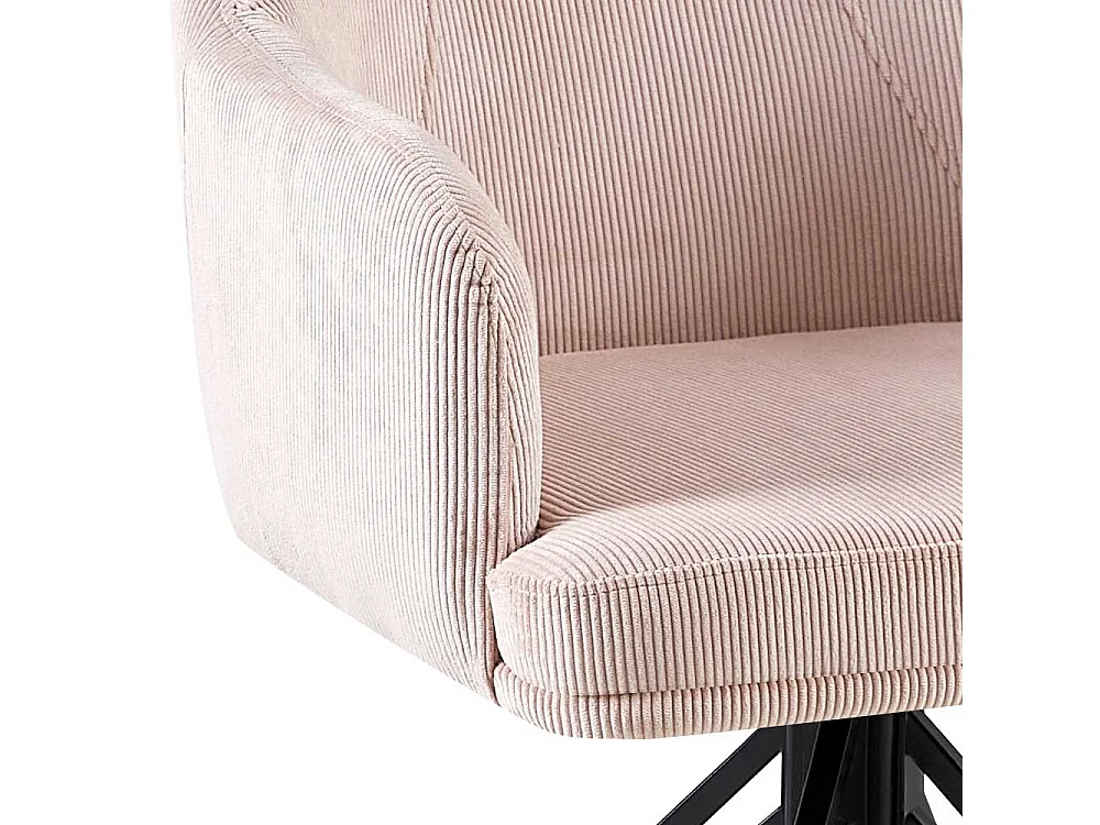 Rosa Esstisch Stühle drehbar aus Cord Gestell aus Metall (2er Set)