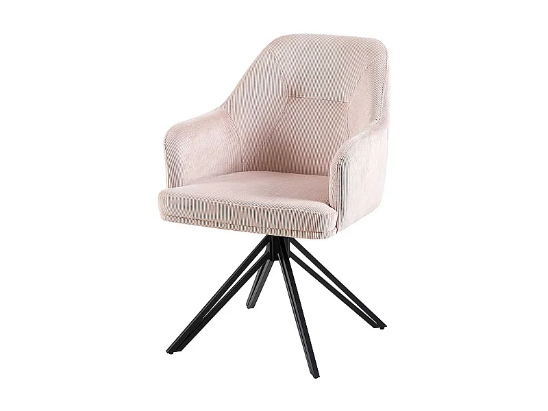 Rosa Esstisch Stühle drehbar aus Cord Gestell aus Metall (2er Set)