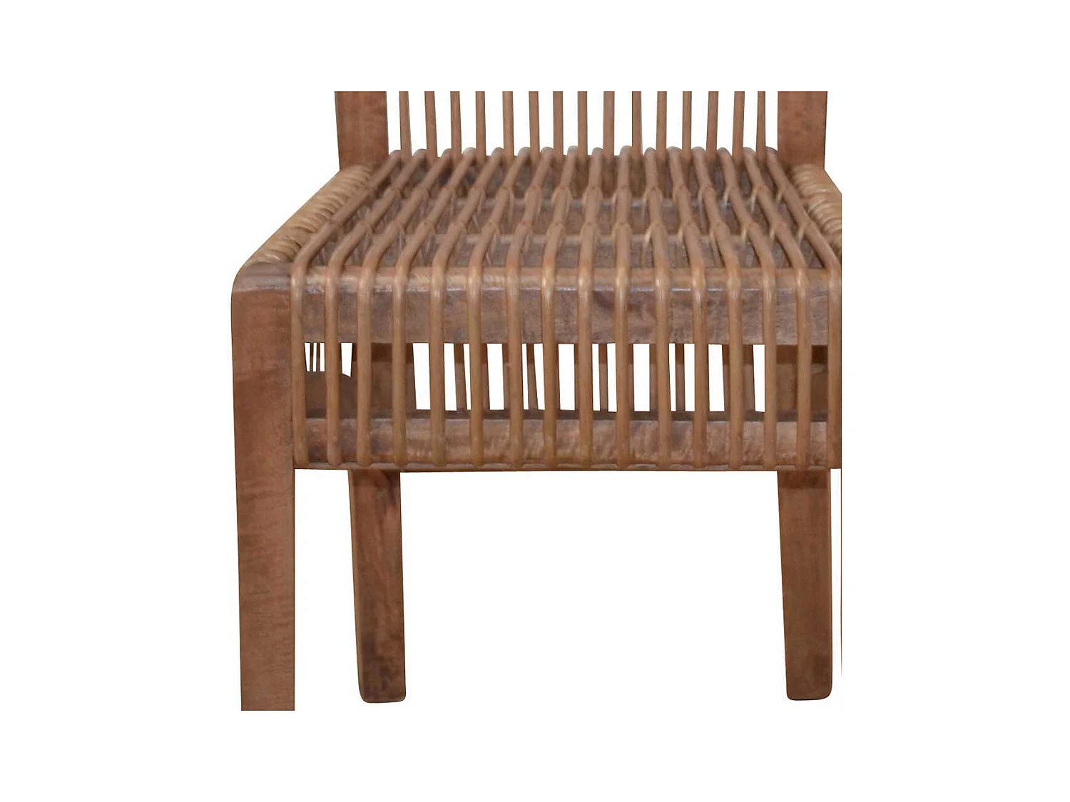 Esszimmerstuhl aus Rattan und Mangobaum Massivholz (2er Set)