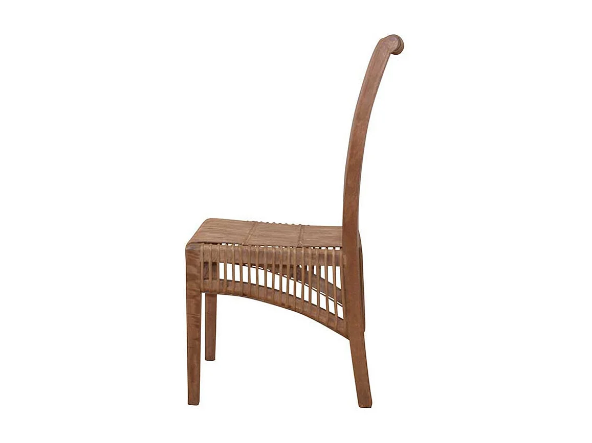 Esszimmerstuhl aus Rattan und Mangobaum Massivholz (2er Set)