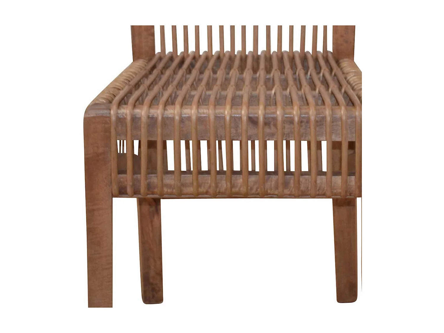 Esszimmerstuhl aus Rattan und Mangobaum Massivholz (2er Set)