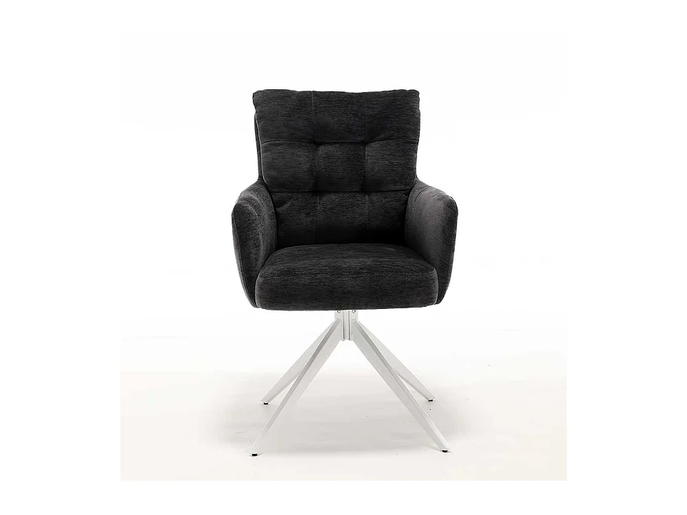 Polsterstuhl Esszimmer Drehbare Stühle aus Chenillegewebe und Metall (2er Set)