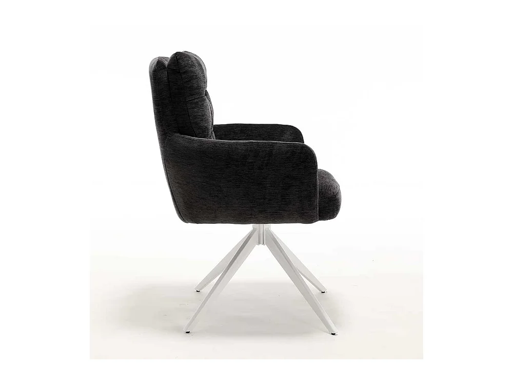 Polsterstuhl Esszimmer Drehbare Stühle aus Chenillegewebe und Metall (2er Set)