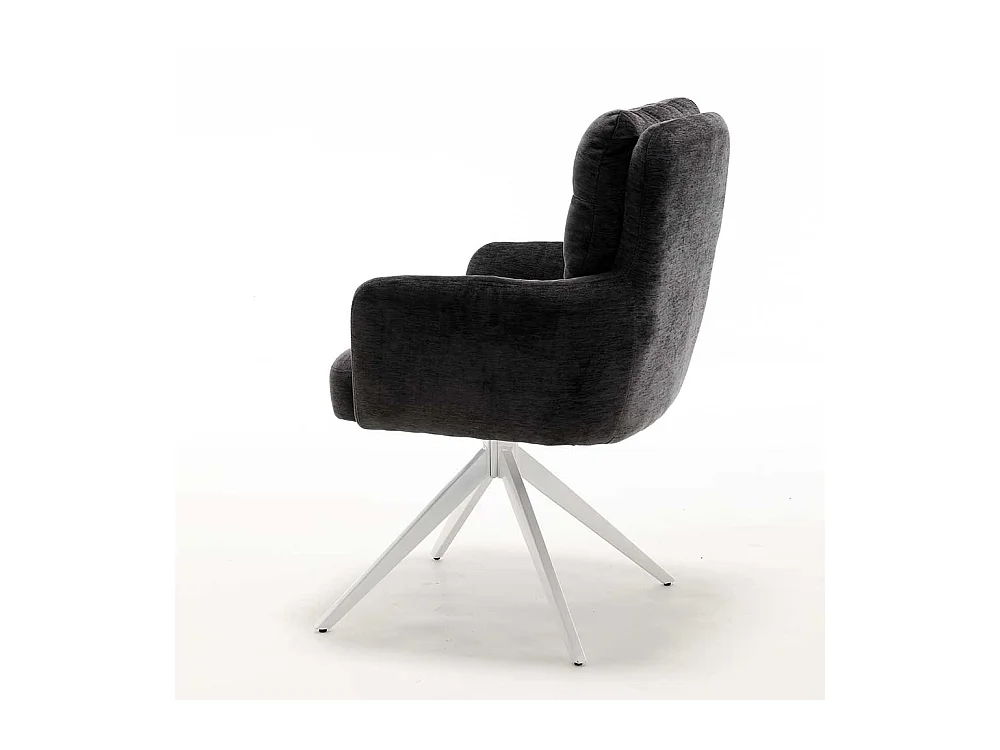 Polsterstuhl Esszimmer Drehbare Stühle aus Chenillegewebe und Metall (2er Set)