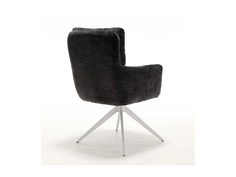 Polsterstuhl Esszimmer Drehbare Stühle aus Chenillegewebe und Metall (2er Set)