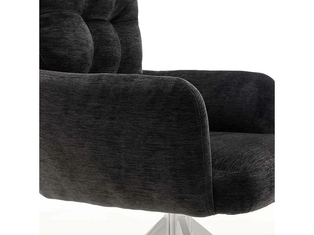 Polsterstuhl Esszimmer Drehbare Stühle aus Chenillegewebe und Metall (2er Set)