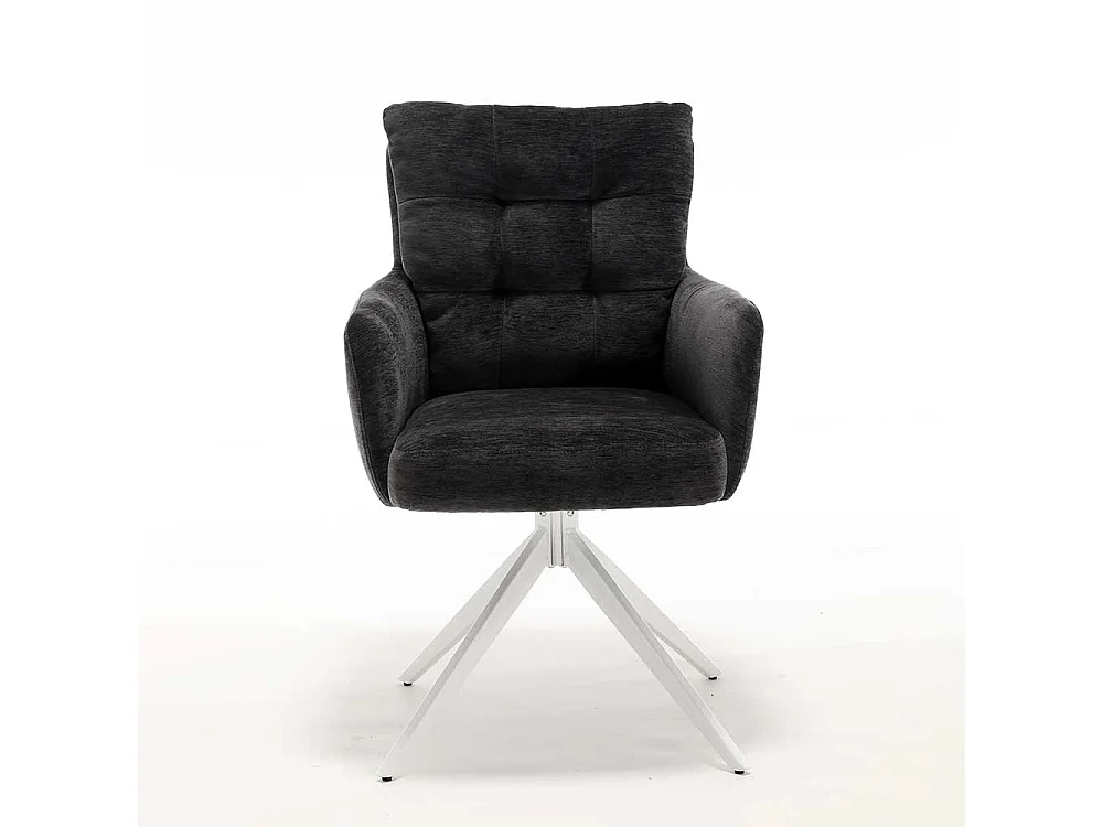 Polsterstuhl Esszimmer Drehbare Stühle aus Chenillegewebe und Metall (2er Set)