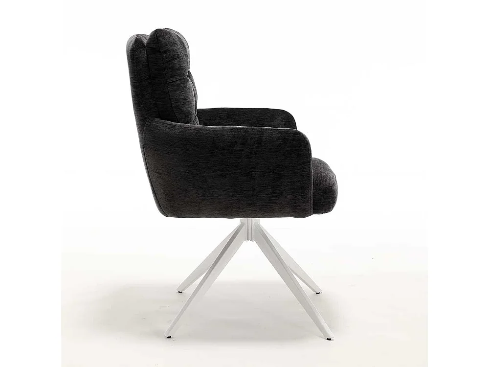 Polsterstuhl Esszimmer Drehbare Stühle aus Chenillegewebe und Metall (2er Set)