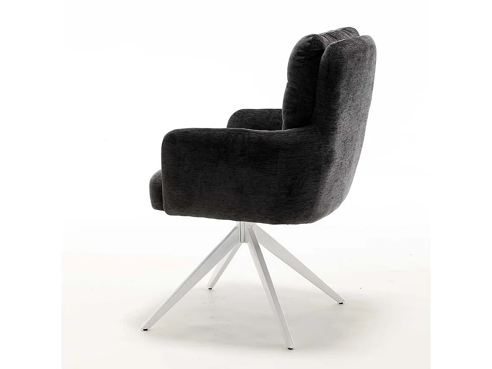 Polsterstuhl Esszimmer Drehbare Stühle aus Chenillegewebe und Metall (2er Set)