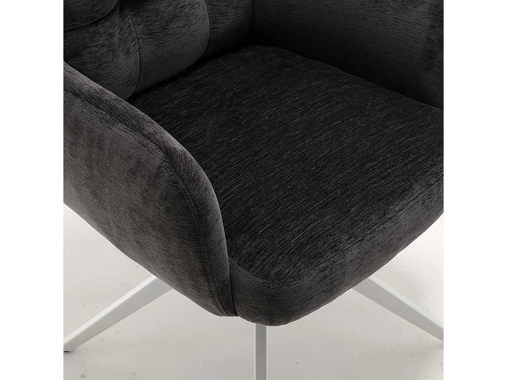 Polsterstuhl Esszimmer Drehbare Stühle aus Chenillegewebe und Metall (2er Set)