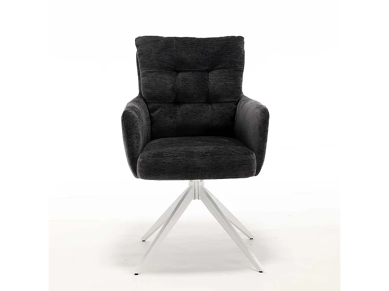 Polsterstuhl Esszimmer Drehbare Stühle aus Chenillegewebe und Metall (2er Set)