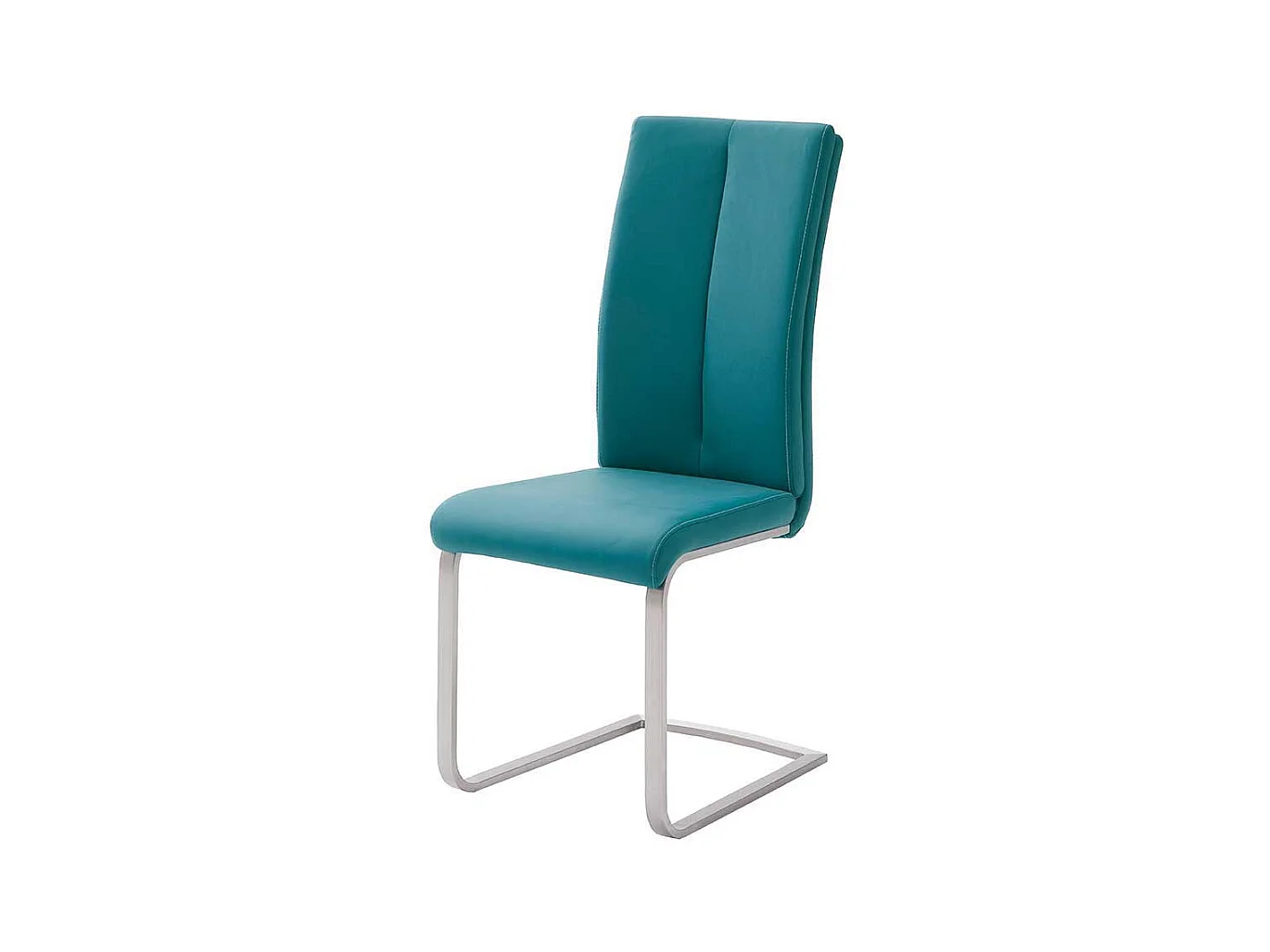 Schwingstuhl in Petrol Kunstleder Edelstahl (4er Set)