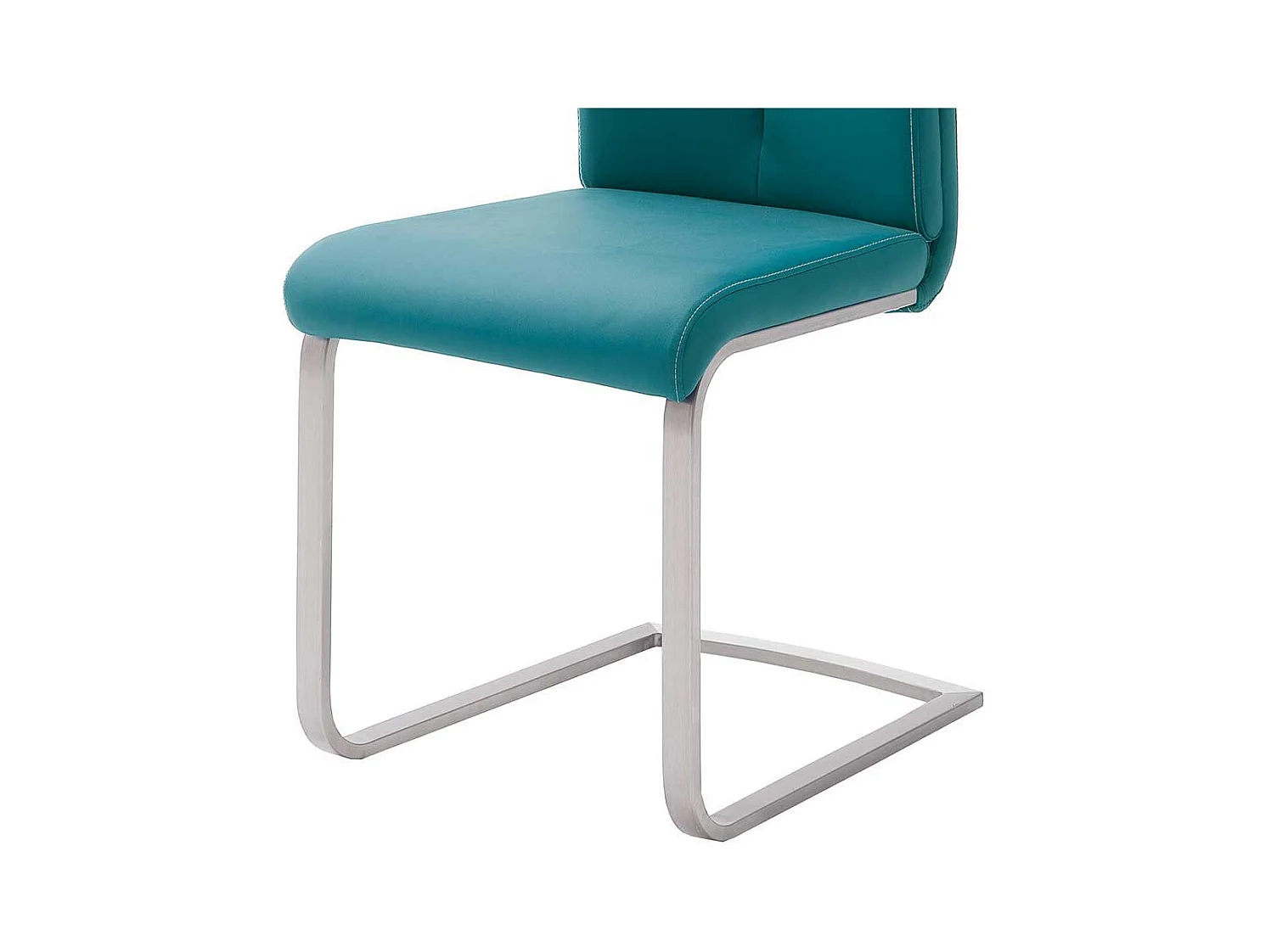 Schwingstuhl in Petrol Kunstleder Edelstahl (4er Set)