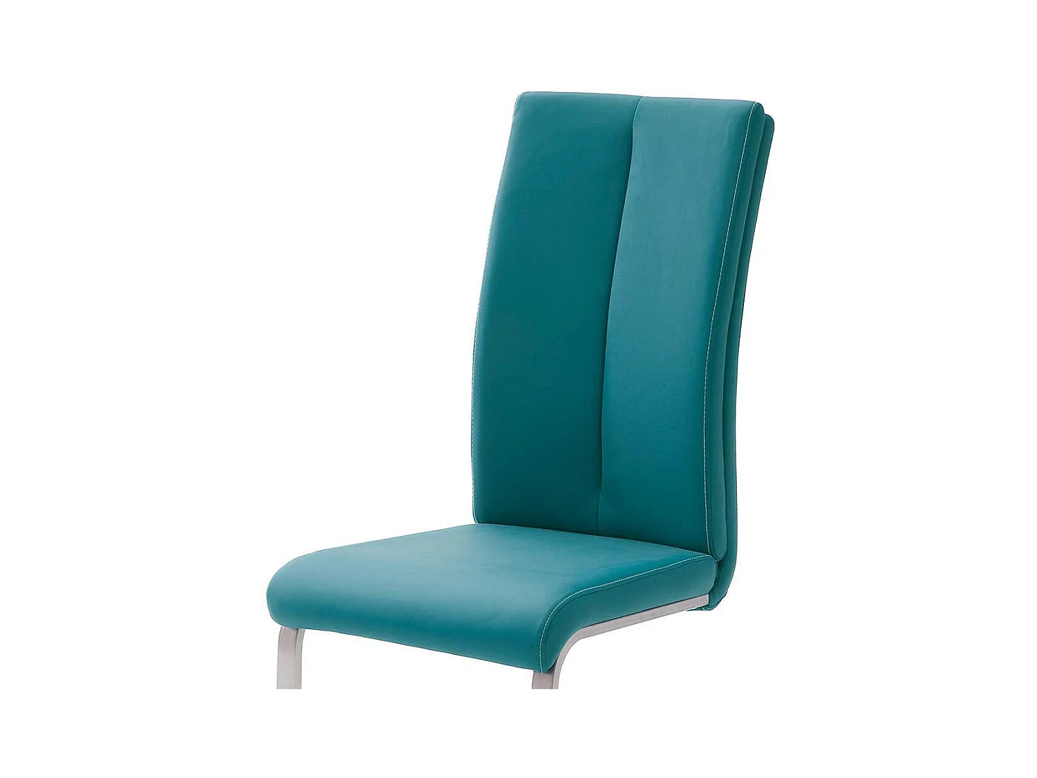 Schwingstuhl in Petrol Kunstleder Edelstahl (4er Set)