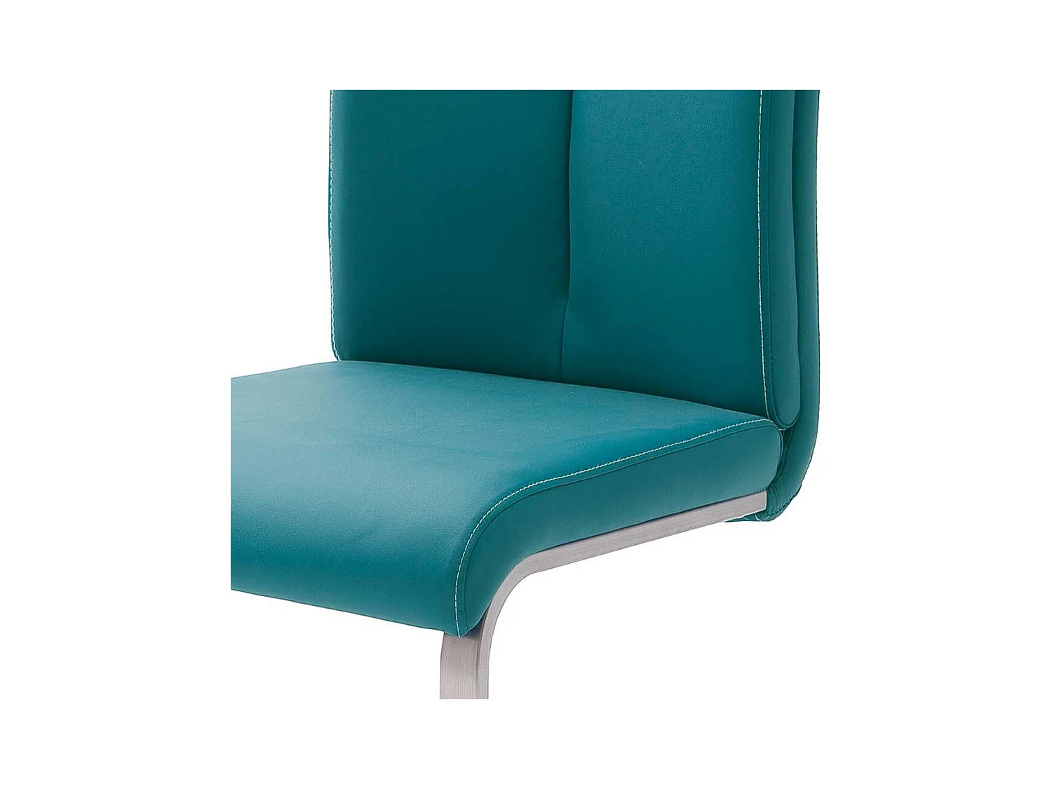 Schwingstuhl in Petrol Kunstleder Edelstahl (4er Set)