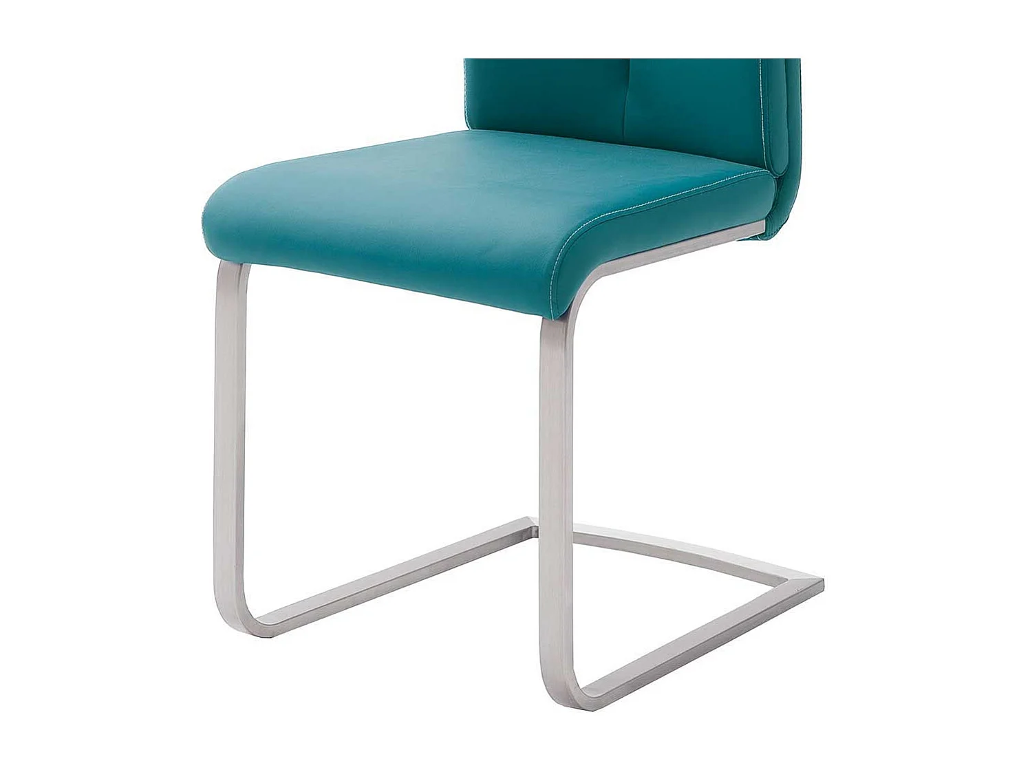 Schwingstuhl in Petrol Kunstleder Edelstahl (4er Set)