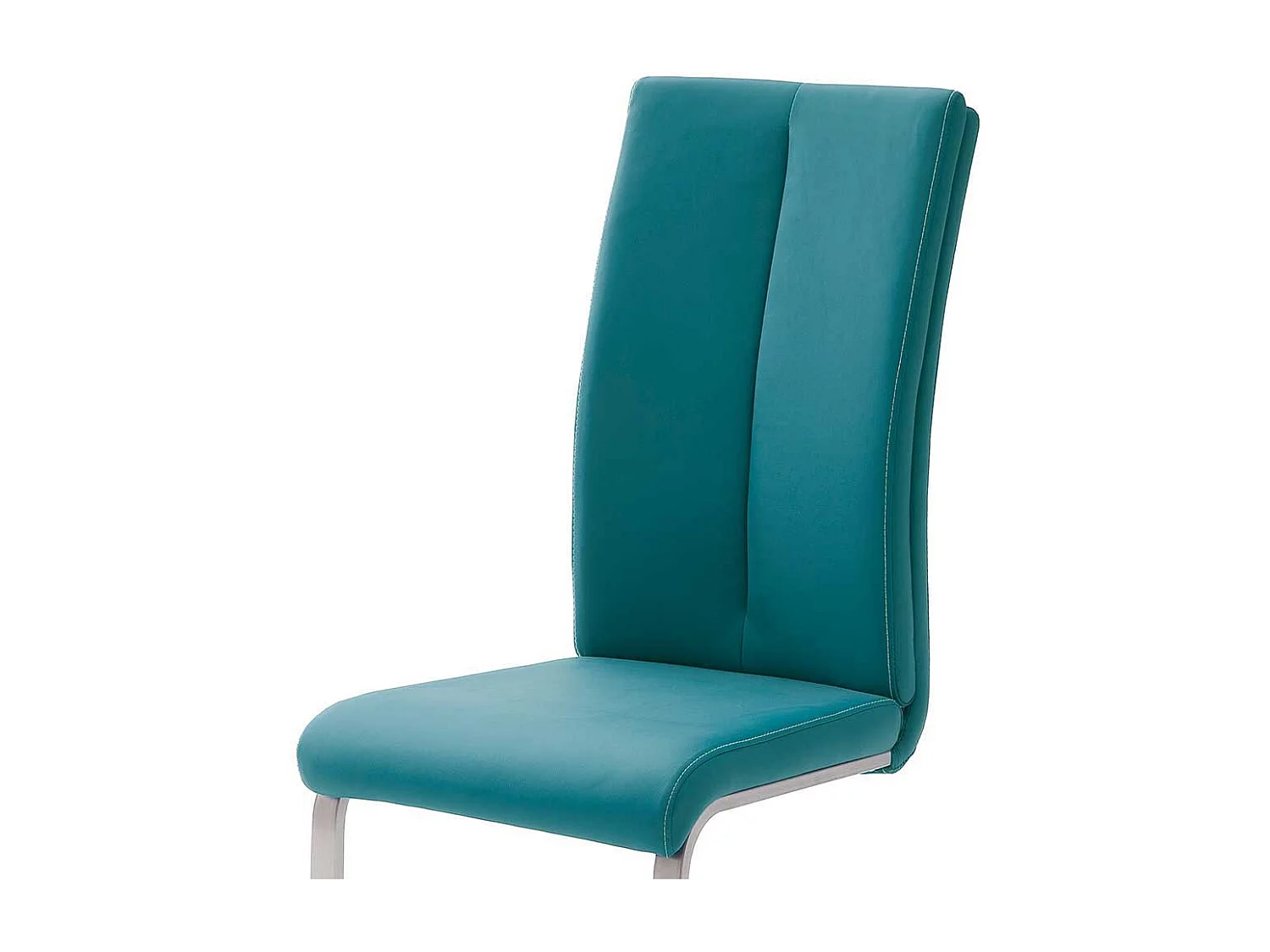 Schwingstuhl in Petrol Kunstleder Edelstahl (4er Set)