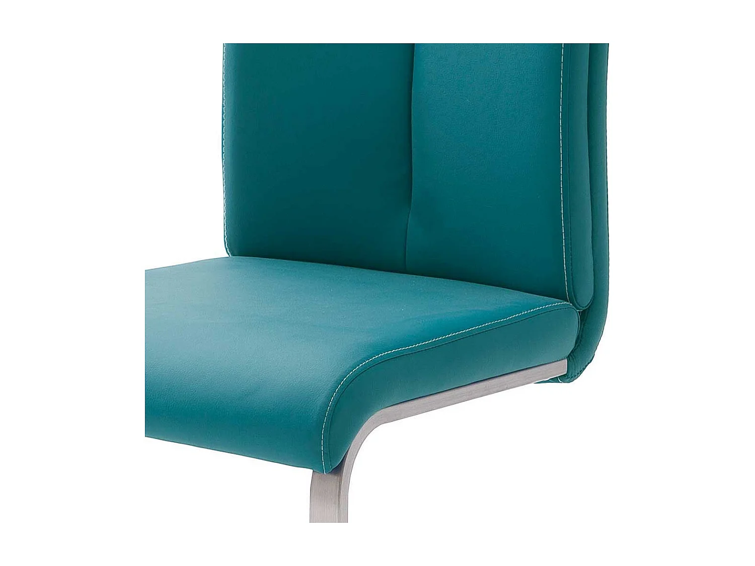 Schwingstuhl in Petrol Kunstleder Edelstahl (4er Set)